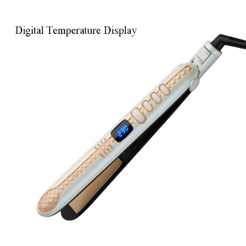 Professional Hair Straightener Curler Ceramic Plate LED Display Flat Iron Fast Heat 2 IN 1 Hair Straightening Iron Styling Tools