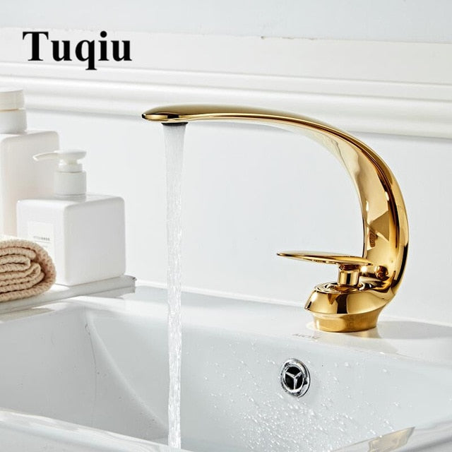 Rose Gold Basin Faucet Modern Bathroom Sink Mixer Tap Brass Wash basin Faucet Single Handle Single Hole Crane For Bathroom