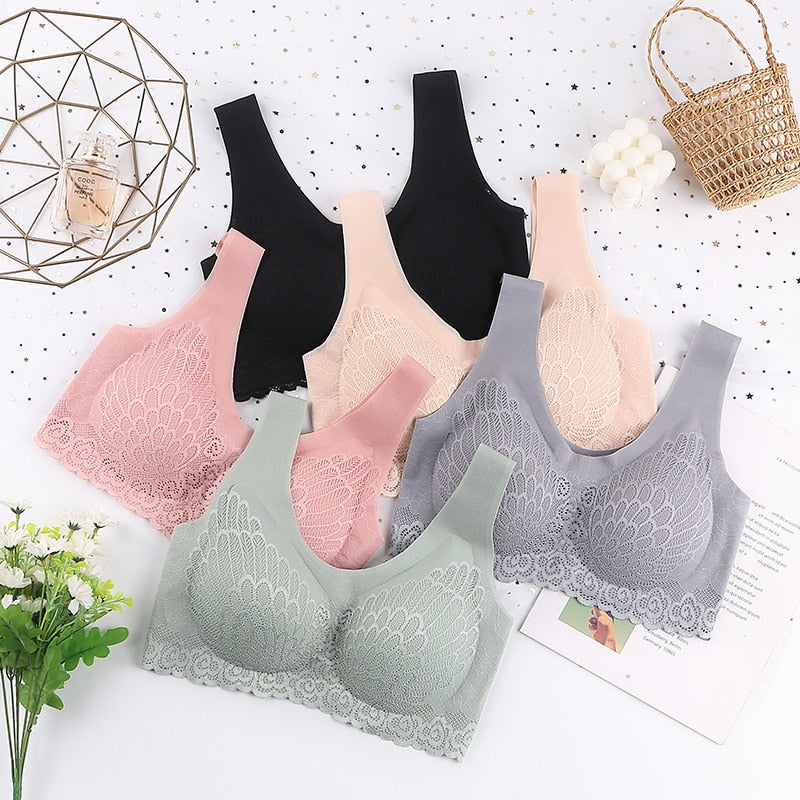 3pcs Latex Bra Seamless Bras For Women With Pad Vest Top Bra