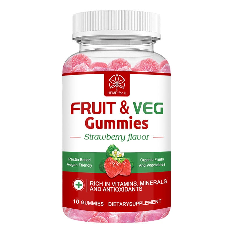 HFU Standard Compound Fruit and Vegetable Mixed Flavor Gummies Boost Immunity and Detox Rich Vitamins Increase Energy Supplement