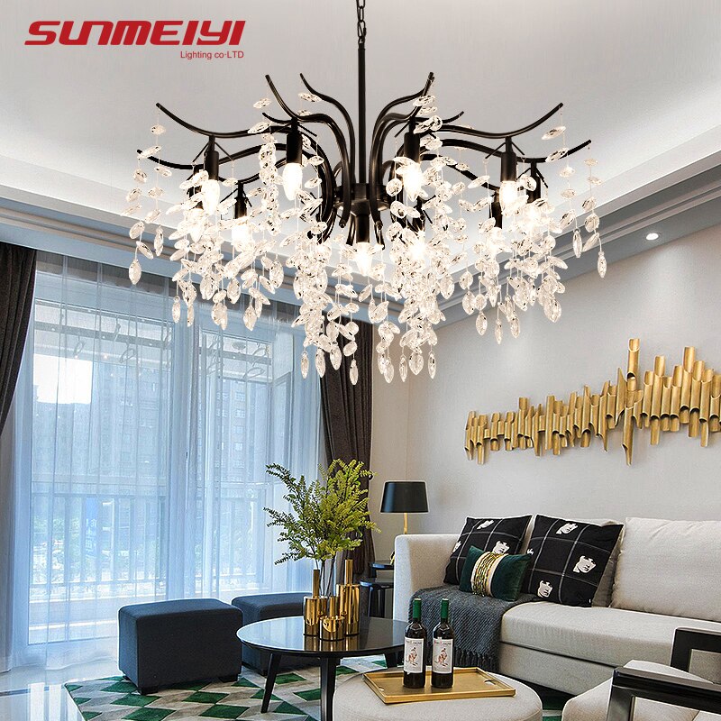 Nordic LED Crystal Chandeliers Gold Black Chandelier Luxury Lighting Kitchen Dining Living room Bedroom Lamp lustre pendente