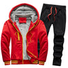 2021 Fleece Hooded Tracksuit Men 2 Pieces Set Sweatshirt + Sweatpants Sportswear Zipper Hoodies Casual Sets Mens Clothing S-5XL