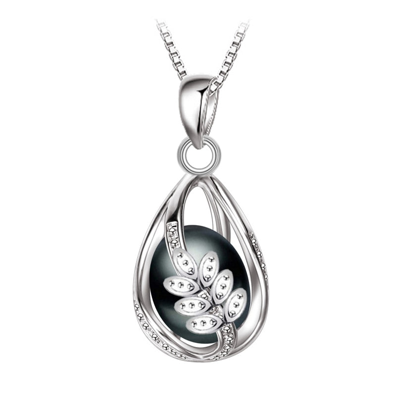 FENASY Natural Freshwater Pearl Pendant Cage Necklace Fashion 925 Sterling Silver Boho Statement Necklace Pearl Jewelry