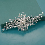 Bride Hair Combs Hair Accessories Wedding  parties Bridal Headpiece Silver Color Handmade Crystal Pearl Wedding Ornaments Hair Jewelry