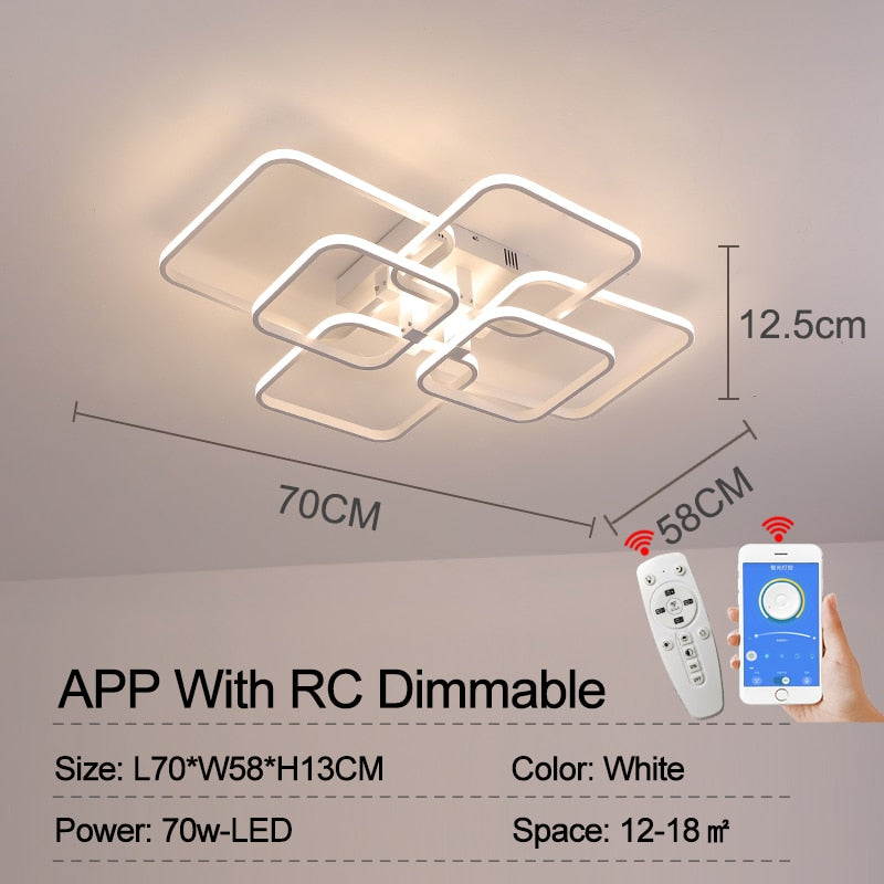 Square Circel Rings Chandelier For Living Room Bedroom Home AC85-265V Modern Led Ceiling Chandelier Lamp Fixtures Free Shipping