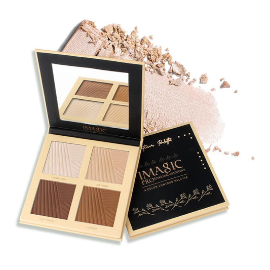 IMAGIC 4-Color Waterproof Face Concealer Makeup Fixer Palette Makeup Facial Bronze Glow Face Contour Powder Highlighter Cosmetic