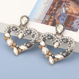 New Fashion women's Color Matching Big Rhinestone Love Heart-shaped Star Drop Earrings women's Jewelry Temperament Accessories