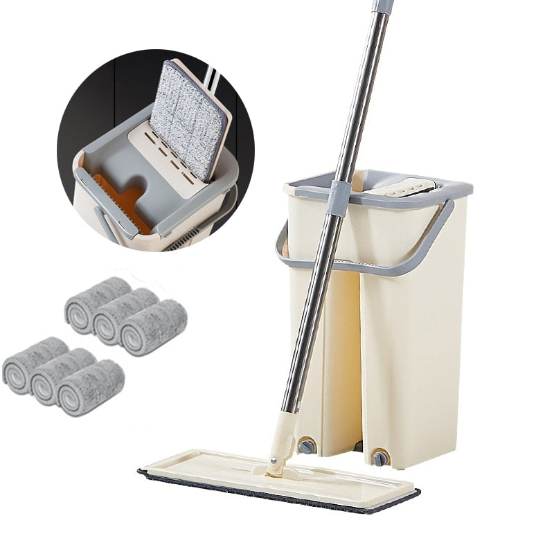 Automatic Mop Bucket Avoid Hand Washing Squeeze Cleaning Cloth Home Kitchen Wooden Floor House Tools 360 Easy Rotating Hand Mop