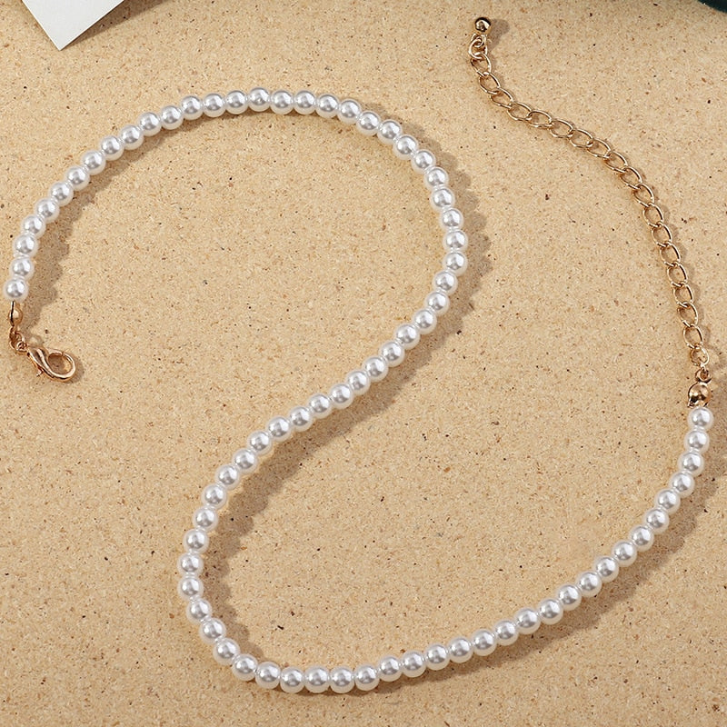 Vintage Imitation Pearl Choker Necklaces Chain Goth Collar For Women Fashion Charm Party Wedding Jewelry Gift Accessories Bijoux