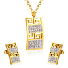 LUXUSTEE Bridal Cubic Zirconia Jewelry Set Gold/Silver Color Geometry Pendant Necklace Stainless Steel Women Necklace Sets