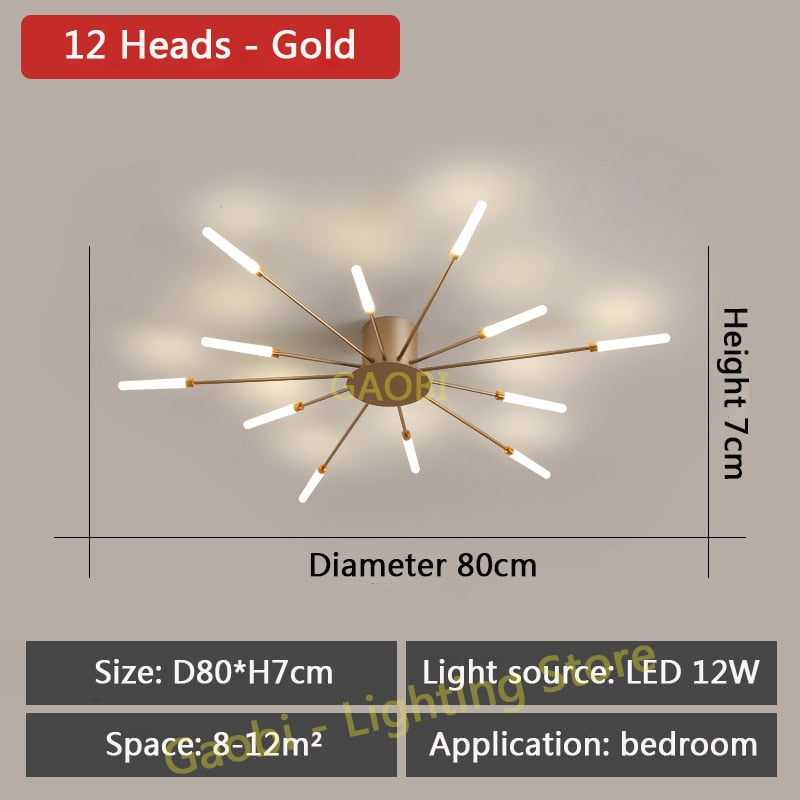 LED Chandelier Ceiling For Dining Living Room Bedroom Home Decoration Hanging Lights Gold Or Black Modern Creative New Fixtures