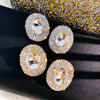 FYUAN Geometric Full Rhinestones Stud Earrings for Women Shine Oversize Round Crystal Earrings Weddings Party Jewelry Gift