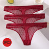 3PCS/Set Sexy Panties Women G-String Thong Lace Underwear Pantys Low-Waist Female Underpants Mesh Perspective Briefs Lingerie