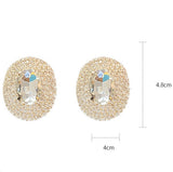 FYUAN Geometric Full Rhinestones Stud Earrings for Women Shine Oversize Round Crystal Earrings Weddings Party Jewelry Gift