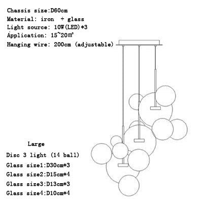 Modern minimalist clothing store bar counter ball glass chandelier restaurant staircase light creative personality spherical bub