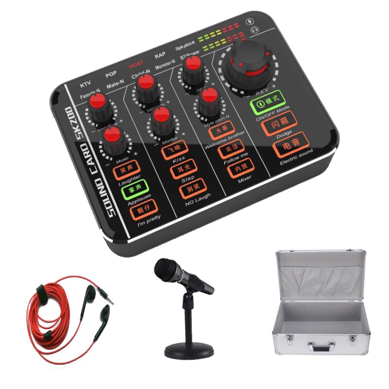 Microphone Mixer Digital 12 sound Audio effects Interface Sound Card Rechargeable Podcaster for Phone Computer PC Vlog Tiktok