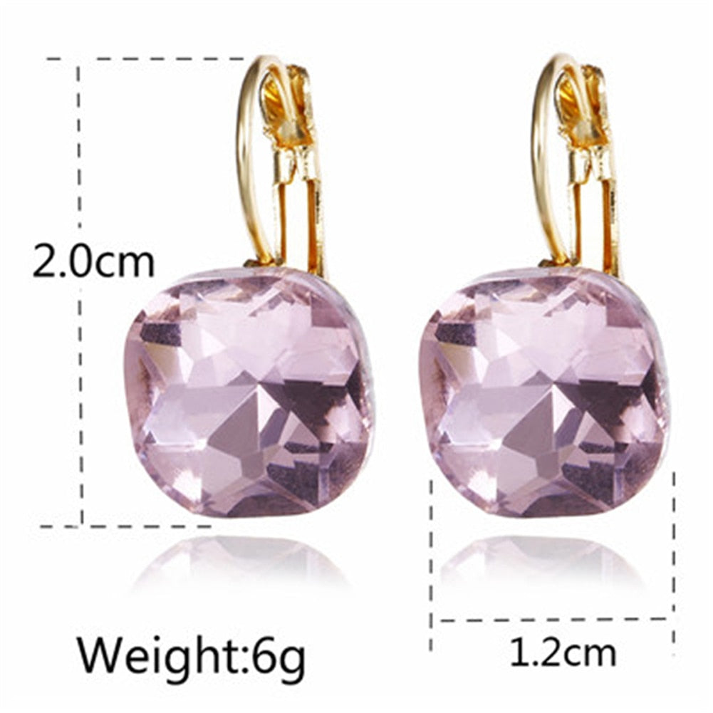 Fashion 6 Colors Blue Rhinestone Fashion Crystal Women's Earrings White Square Dangle Earrings For Women Trendy Jewelry