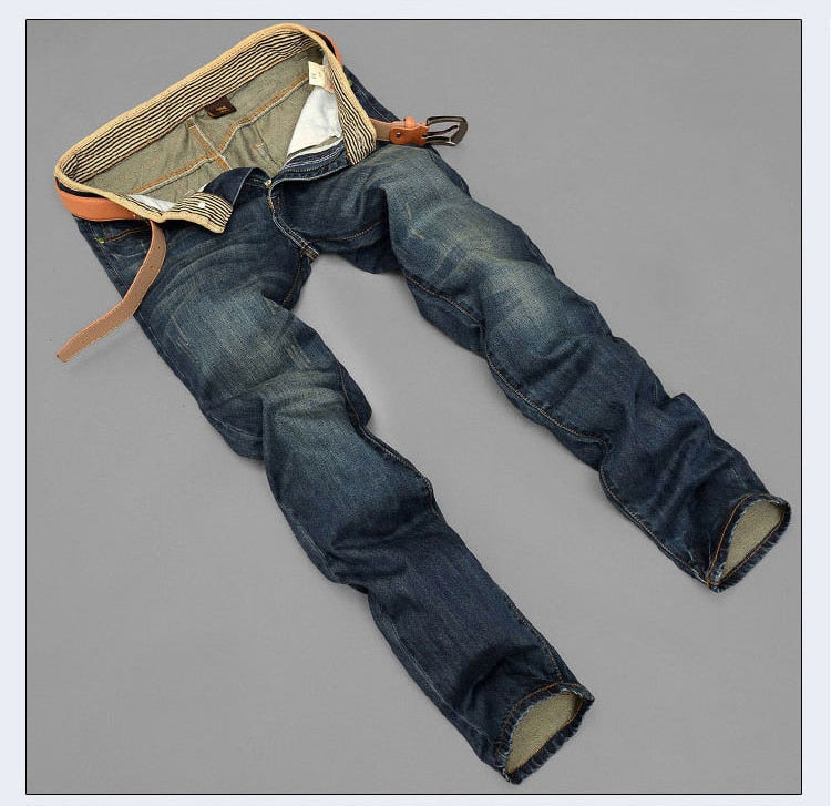 Men's Business Jeans Classic Spring Autumn Male Skinny Straight Stretch Brand Denim Pants Summer Overalls Slim Fit Trousers 2022