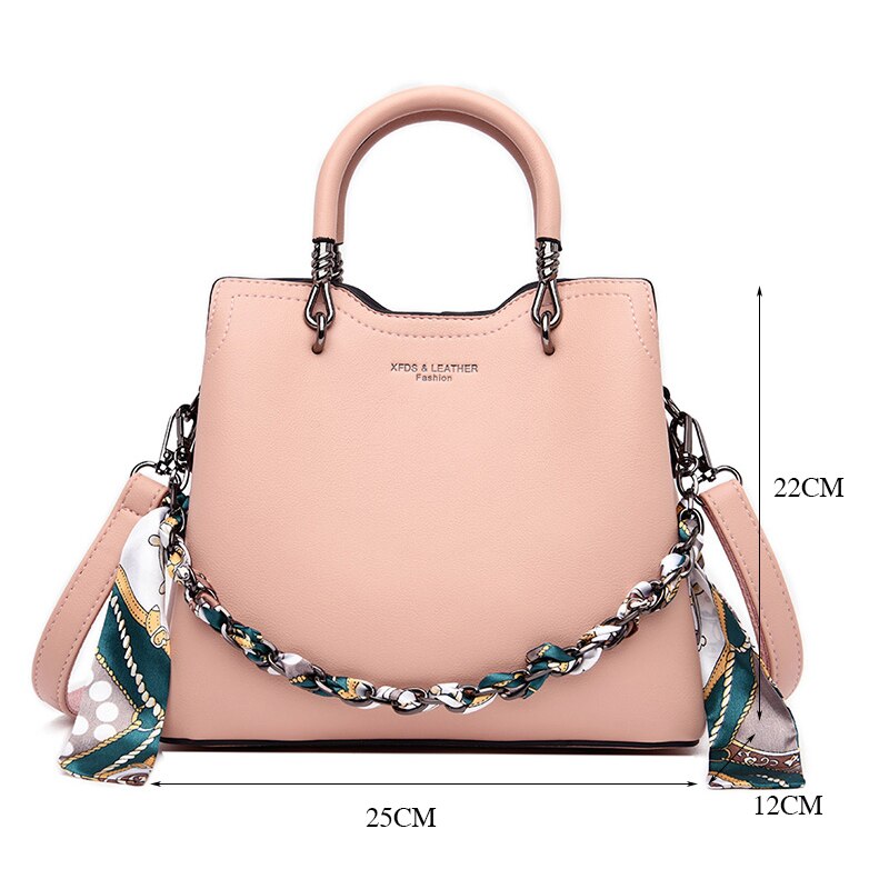 Fashion Scarves Handbag Women Soft Leather Tote Bag Luxury Brand Chains Shoulder Bag Female Luxury Handbags Women Bags Designer