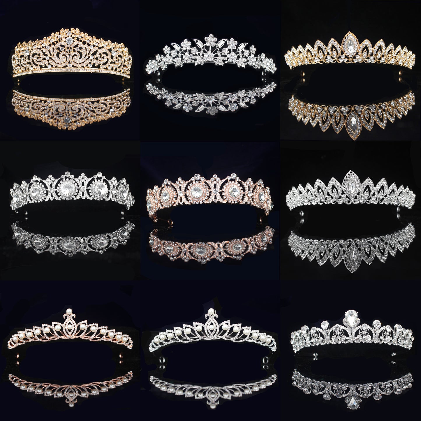 Rhinestone Bridal Tiara Crown Princess Bride Crystal Diadem Women Prom Hair Ornaments Wedding Bridal Head Jewelry Accessories