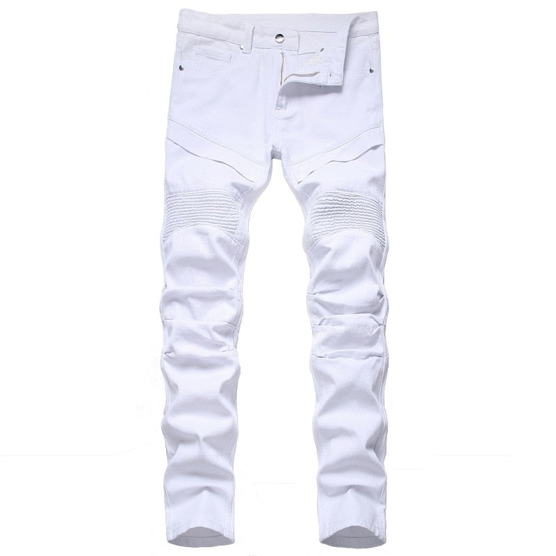 2021 New Fashion Mens Cotton Ripped Hole Jeans Casual Slim Skinny White Black Jeans Men Trousers Casual Male Hip hop Denim Pants