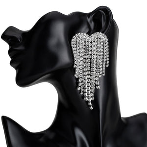 Luxury Crystal Heart Earrings For Women Trendy Fringe Fashion Dangle Statement Love Drop Earings Party Jewelry