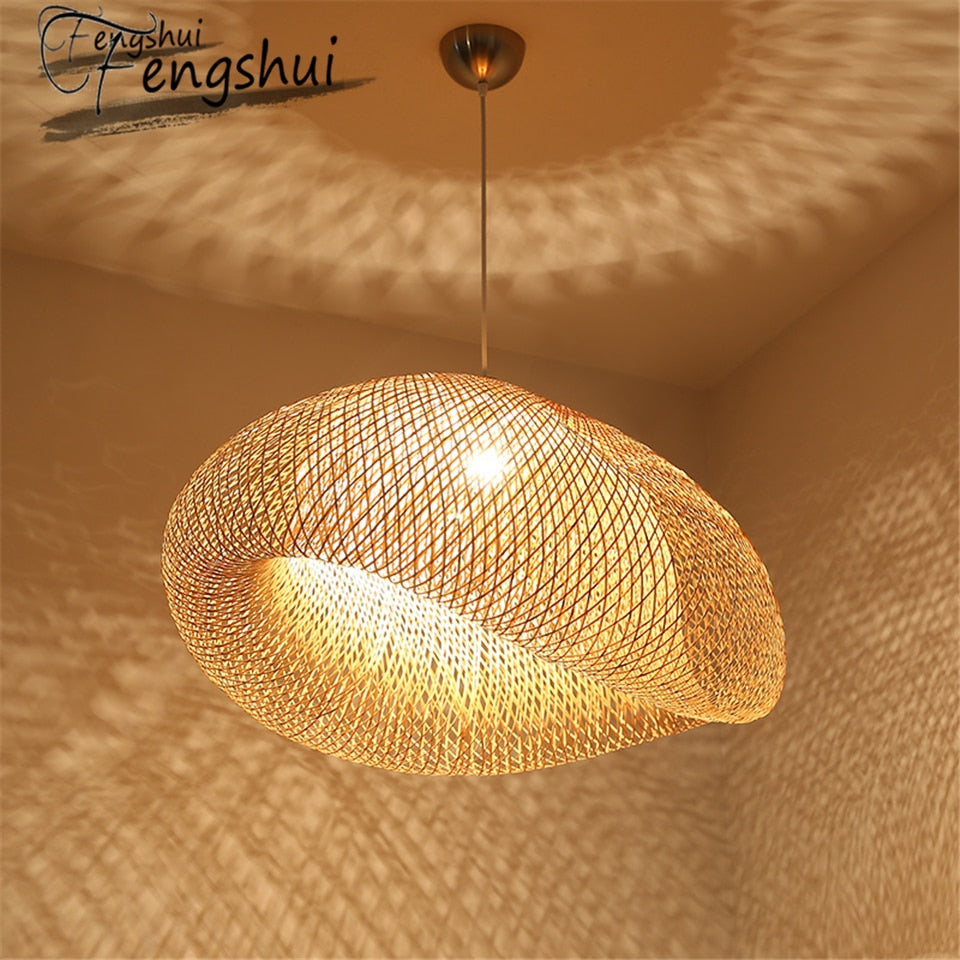 Modern Art Pendant Lights Vintage Bamboo Lamp Restaurant Rattan Pendant Lamp for Living Room Hanging Kitchen Lamp Light Fixtures