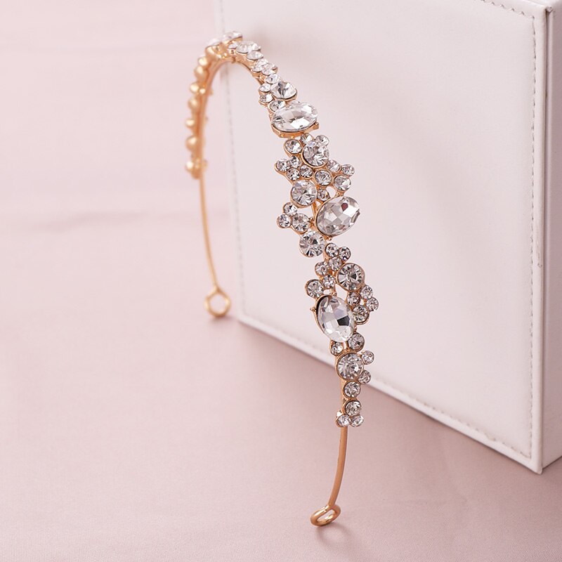 Trendy Wedding Headband Gold Baroque Rhinestone Crystal Headwear Queen Tiara Bridal Headdress Jewelry Wedding Hair Accessories