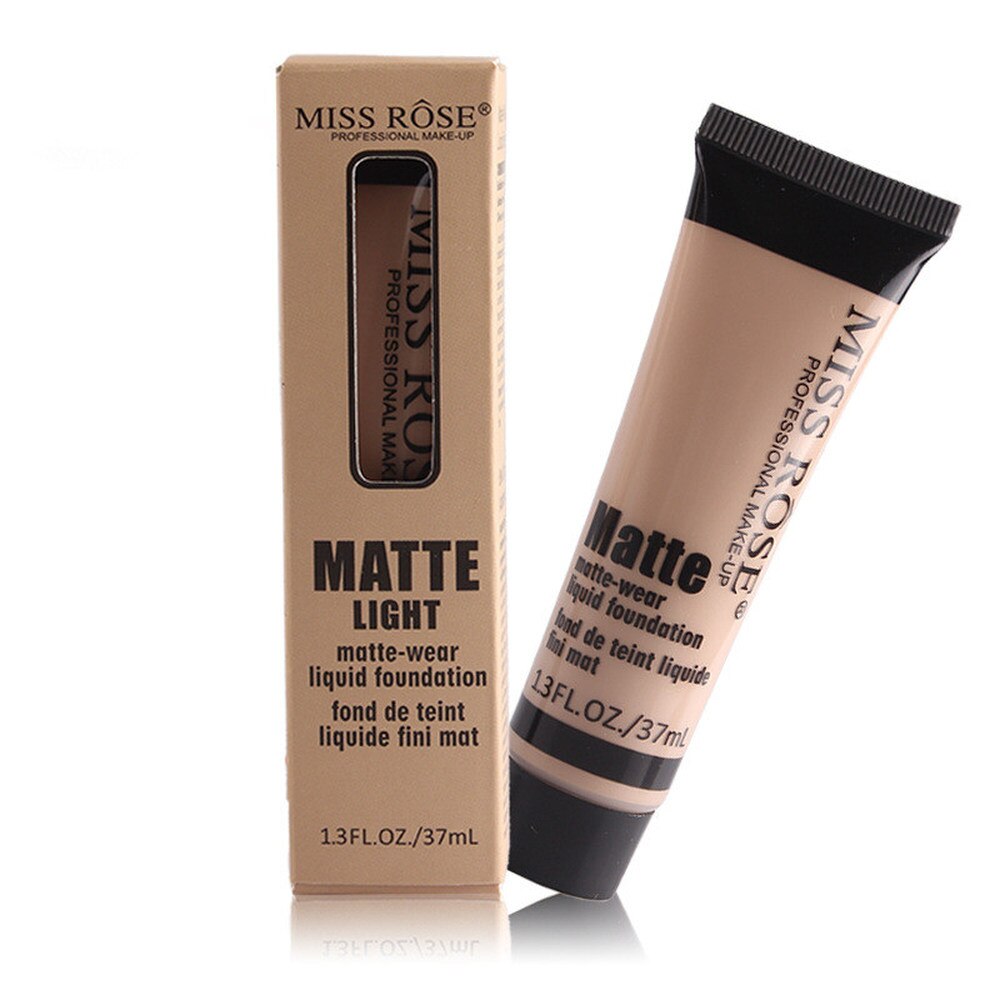 MISS ROSE Professional Face Liquid Foundation Concealer Soft Matte Face Base Makeup Cosmetic Natural Brighten Foundation Cream