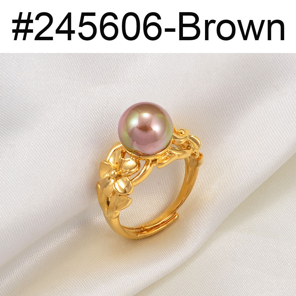 Anniyo Hawaiian Flower Pearl Ring New Zealand Australia Ring Guam Wedding Party Jewelry Chuuk Polynesian #245606