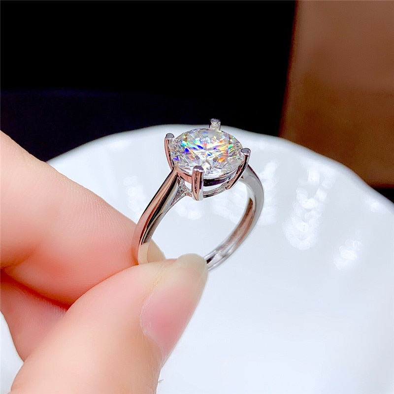 Moissanite Ring 0.5CT 1CT 2CT 3CT VVS Lab Diamond Fine Jewelry for Women Wedding Party Anniversary Gift Real 925 Sterling Silver