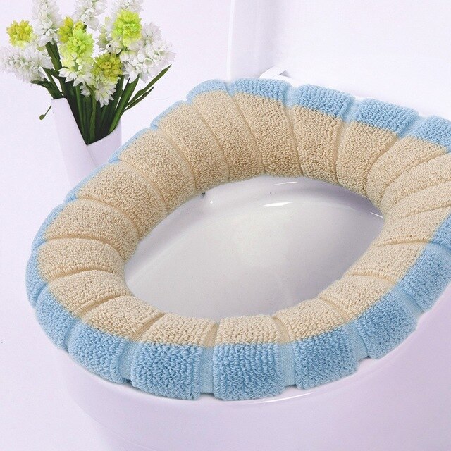 Plush Soft Toilet Seat Cover Bathroom Toilet Cushion Set Toilet Bathroom Mat Sets Warm Seat Cover Washable Two Mat Accessory Set