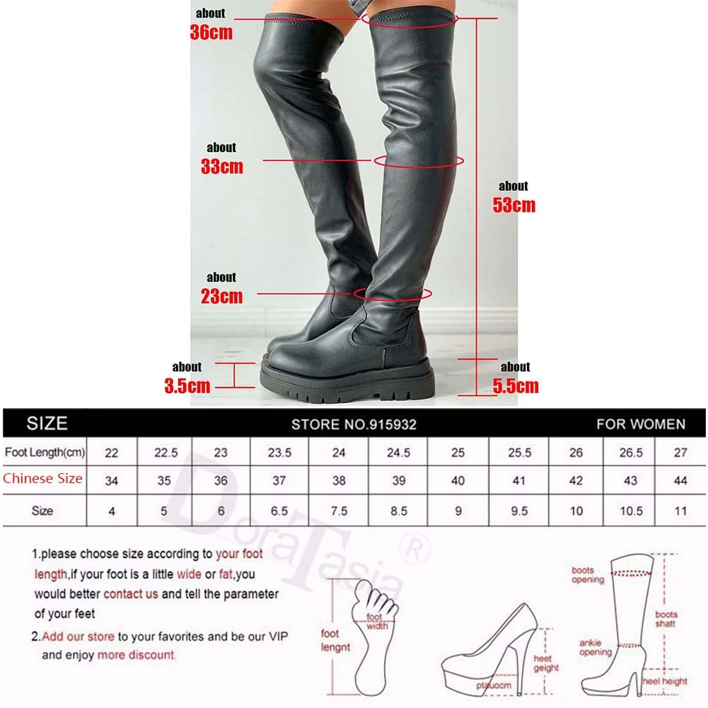 DORATASIA Brand New Female Platform Thigh High Boots Fashion Slim Chunky Heels Over The Knee Boots Women Party Shoes Woman