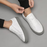 White Fashion Men's leather Sneakers Breathable Casual Loafer Shoes Spring Mens black white Designer Men Loafers