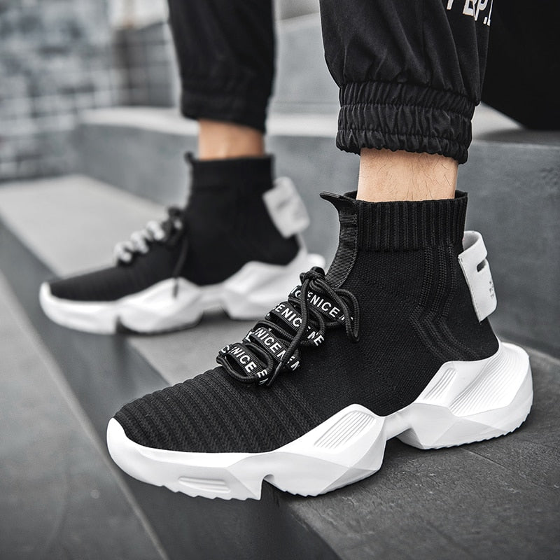 Socks Sneakers Men Knit Upper Breathable Sport Shoes Sock Boots Man Shoes High Top Running Shoes for Men Zapatillas De Deporte