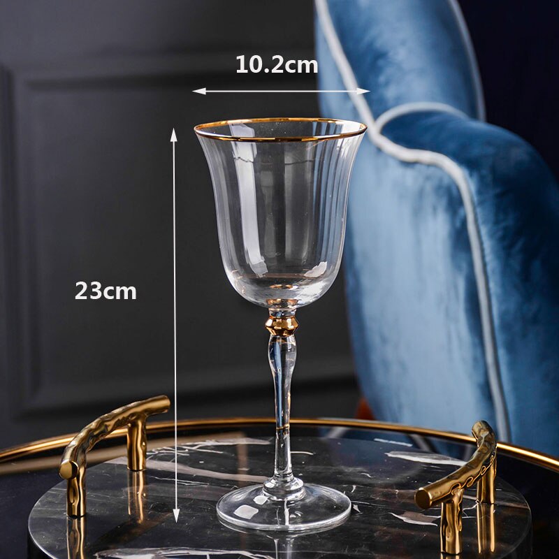 High quality Crystal glass cup golden side Goblet Wine Cup Champagne Glasses Creative Bar party hotel Home Drinking Ware