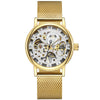 SEWOR Watch Men Skeleton Watches Stainless Steel Mesh Strap Mechanical Hand Wind Wristwatches Luxury Business Gold Watches Men