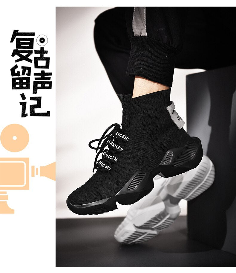 Socks Sneakers Men Knit Upper Breathable Sport Shoes Sock Boots Man Shoes High Top Running Shoes for Men Zapatillas De Deporte