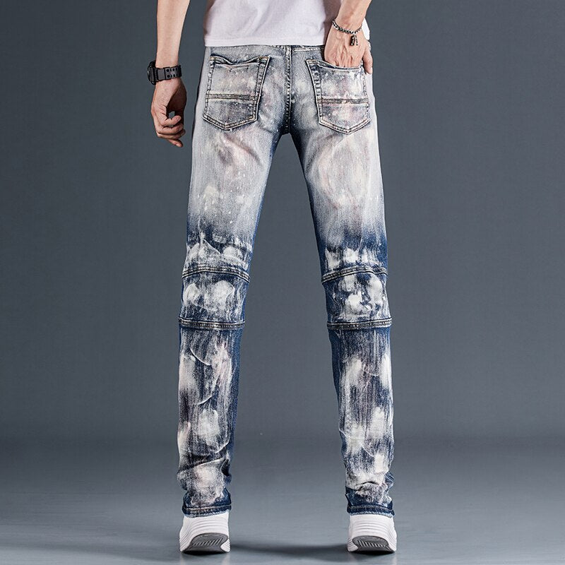 Men'S Pants Jeans Streetwear Tactical Slim Denim Trousers Biker High Quality Male Straight Casual Designer Ripped Comfortable