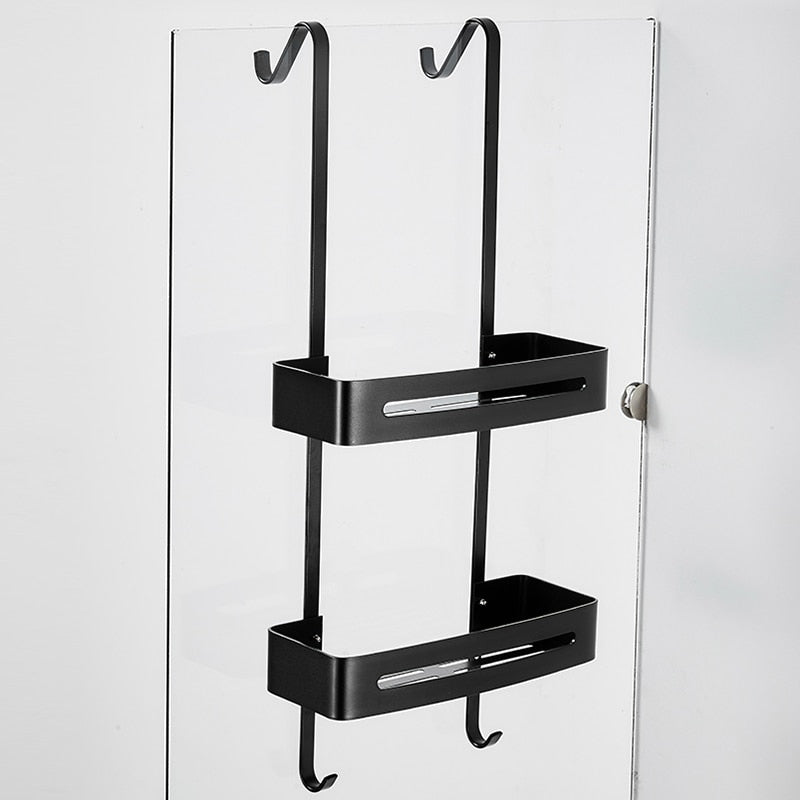 Black Hanging Bath Shelves Bathroom Shelf Organizer Nail-free Shampoo Holder Storage Shelf Rack Bathroom Basket Holder EL5018