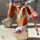 Doratasia 2020 sexy shoes Print super thin high heels Shoes sandals women Summer Party platform ankle-wrap Woman sandals female