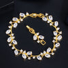 CWWZircons Elegant Leaf Branch Yellow Gold Color Sparkling Cubic Zircon Bracelet Fashion Female Wedding Jewelry Gift CB220