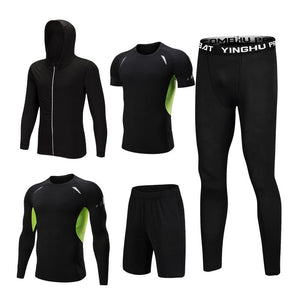 5PCS Set Men's Compression GYM Tights Sports Sportswear Suits Training Clothes Suits Workout Jogging Clothing Tracksuit Sports