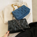 Chain PU Leather Underarm Bag for Women 2021 Branded Trending Black Shoulder Handbags and Purses Female Travel Hand Bag