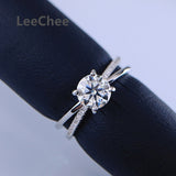 Moissanite Ring 1CT 6.5MM VVS Lab Diamond with Certificate Real 925 Sterling Silver Fine Jewelry for Women Wedding Party Gift