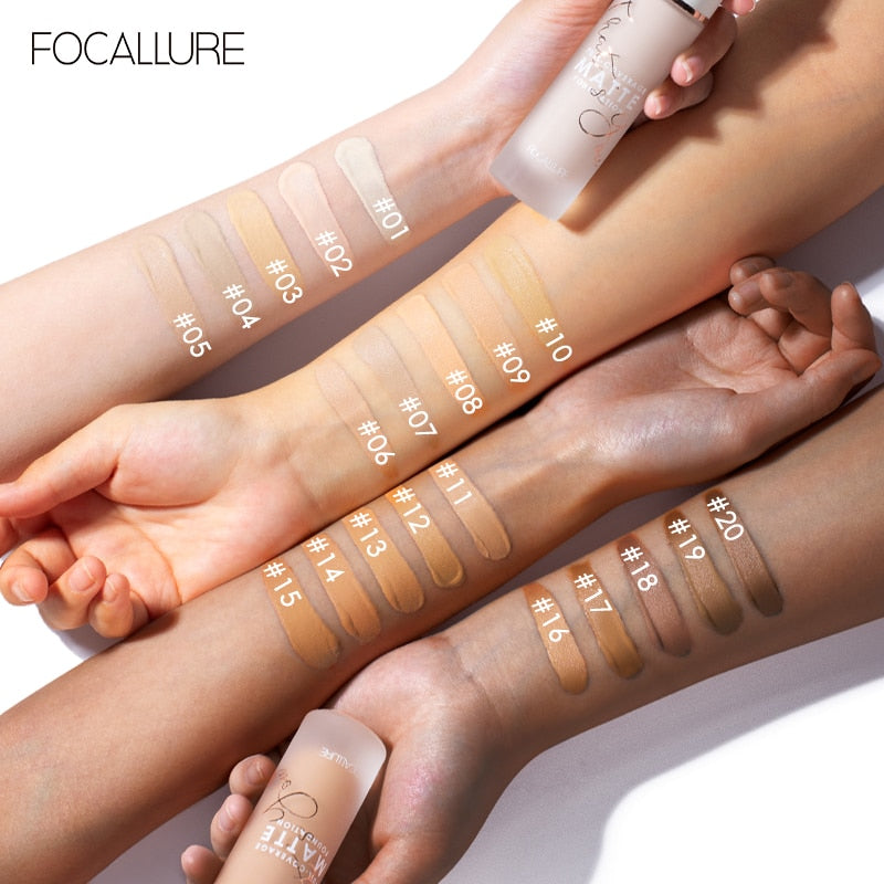 FOCALLURE Covermax Makeup Liquid Foundation Oil Control Full Coverage Makeup Base 20 Colors Face Concealer Foundation