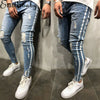 2019 New Brand Fashion Fashion Men's Ripped Skinny Jeans Destroyed Frayed Slim Fit Denim Pant Zipper US