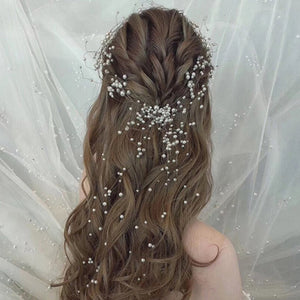 Bride's Beautiful Multilayer Pearl black wire Hair Hoop Handmade Pearl headbands Wedding Headdress bridal Hair Jewelry