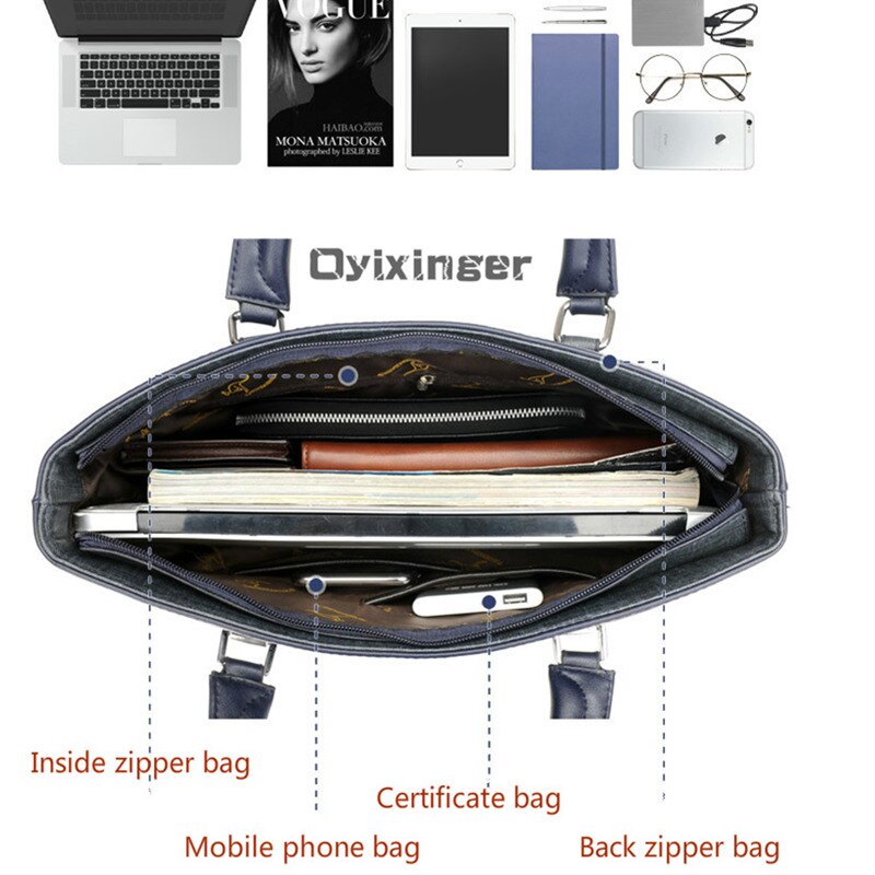 Classic Design Handbag For Man Business Briefcase Computer Bag Men's Office Bags Waterproof PVC Fabric Travel Work Shoulder Bag