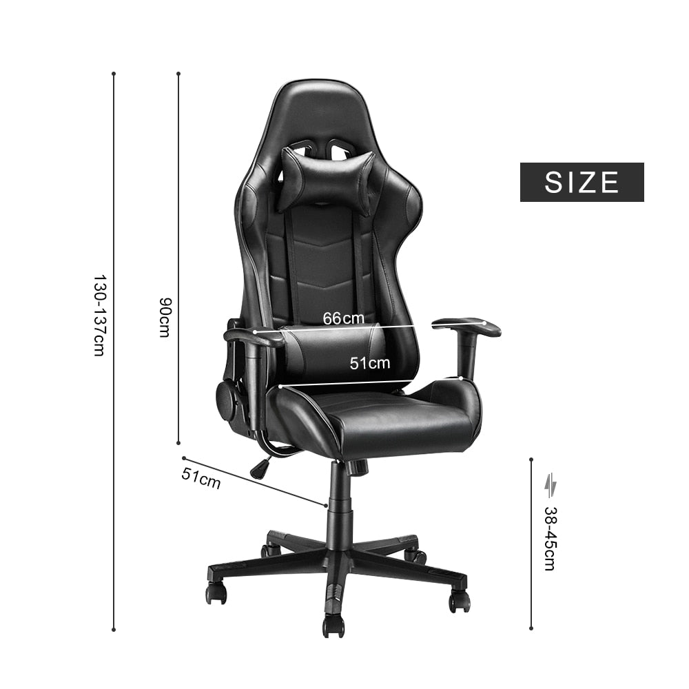 Panana Adjustable Office Chair Ergonomic High-Back Faux Leather Racing Bedroom Computer Game Chairs Reclining Seating